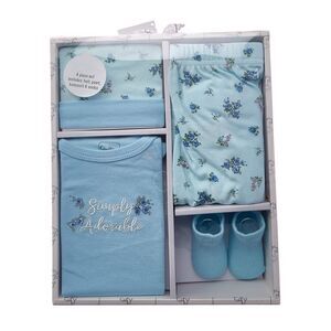 Quiltex Girls  Simply Adorable 4Pc Layette Box Set, Blue